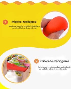 MAGICZNA PLASTELINA MASA PLASTYCZNA PIANKOLINA 24 sztuk +Nożyk