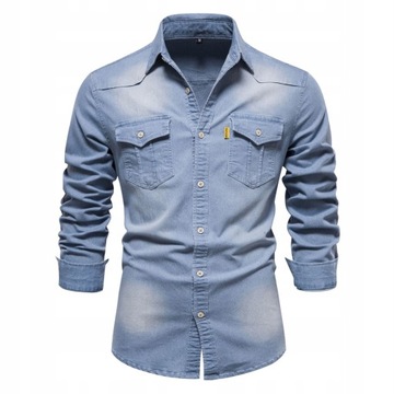 MĘSKA KOSZULA DZINSOWA JEANSOWA OVERSIZE