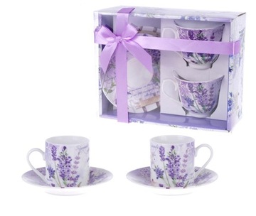 KOMPLET 2 FILIŻANEK DO ESPRESSO `FILIŻANKI LAWENDA ROMANTIC