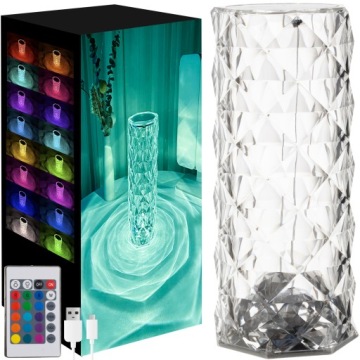 Лампа Кришталева Троянда LED Лампа Алмазна Нічна Сенсорна + Пульт RGB