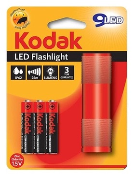 LATARKA RĘCZNA, LED flashlight 46lm + 3xAAA IP62 czerwona