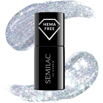 SEMILAC 460 Silver Fireworks Lakier Hybrydowy 7ml Srebrny Efekt Flash