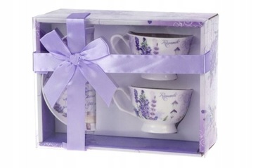 KOMPLET 2 FILIŻANEK DO ESPRESSO `FILIŻANKI LAWENDA ROMANTIC