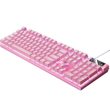 Mechaniczna klawiatura do gier USB 104 Klawisze Różowa