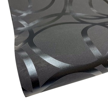 ГЕОМЕТРИЧЕСКИЕ ОБОИ БЛЕСТЯЩИЕ ЧЕРНЫЕ КРУГИ НА МАТОВОМ ФОНЕ 42764