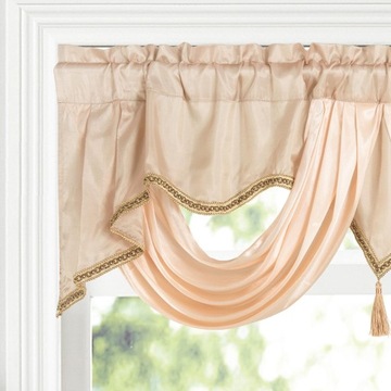 Oddychająca zasłona okienna z kieszenią na drążek, panele okienne, szampan