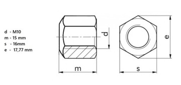 ГАЙКА M10 ВЫСОКАЯ НЕРЖАВЕЮЩАЯ 1.5D 6330 A2 INOX 1 ШТ.