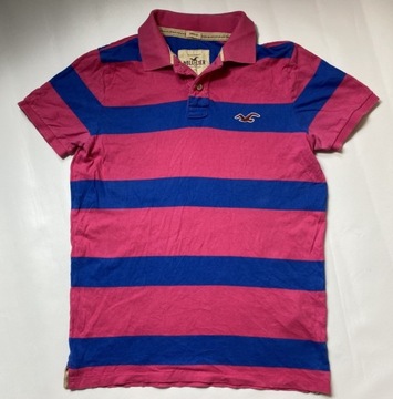 HOLLISTER różowe POLO w paski Abercrombie /L