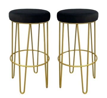 2x Hoker niski taboret barowy 66 złoty metalowy 4P