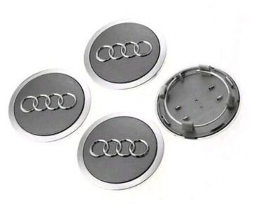 Komplet 4szt Dekielki AUDI Logo Srebrne felgi 69MM