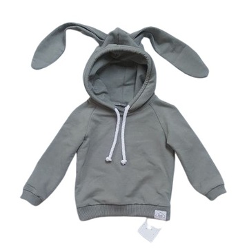bluza dresowa dla dziecka kaptur uszy szara handma