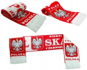 Szalik kibica Polska szal dwustronny dziany kibicowski Reprezentacji Polski