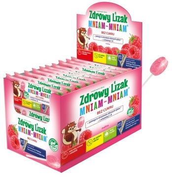 LIZAK O SMAKU MALINOWYM Z WITAMINĄ D I C BEZGLUTENOWY 6 g - MNIAM MNIAM ST