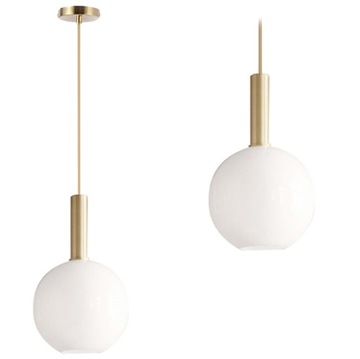 LAMPA SUFITOWA WISZĄCA BIAŁA KULA MLECZNA GOLD