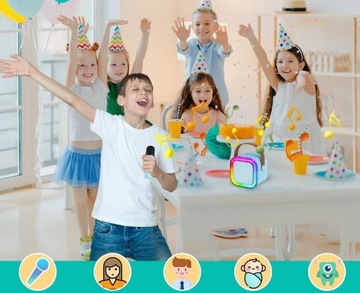 ПОРТАТИВНЫЙ ДИНАМИК RGB BLUETOOTH НАБОР ДЛЯ КАРАОКЕ С 2 МИКРОФОНАМИ РАЗЪЕМ USB СИНИЙ