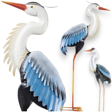 CZAPLA NIEBIESKOBIAŁA FIGURKA OZDOBA OGRODOWA PTAK FIGURA DEKORACYJNA 82 CM
