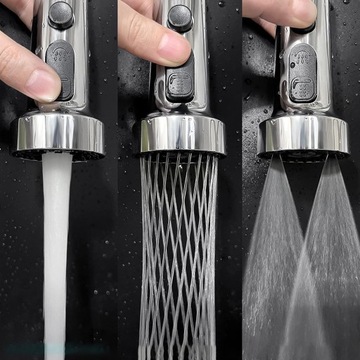 Смеситель для кухни, наконечник, поворот на 360°, 3 режима