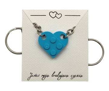 LEGO Brelok Serce TWÓJ NAPIS Prezent - błękitny