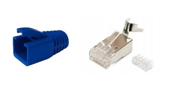 Wtyki RJ45 kat.6A 10kpl STP osłonki niebieskie