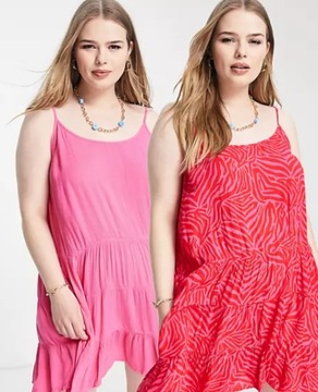 SIMPLY BE PLUS SIZE SUKIENKA RÓŻOWA PROSTA 50 VAH