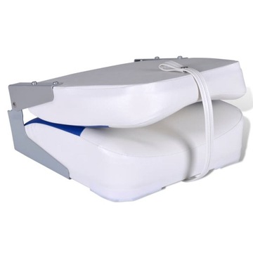 vidaXL Складной стул-лодочка, белый и синий, с подушкой, 56x43x48 см