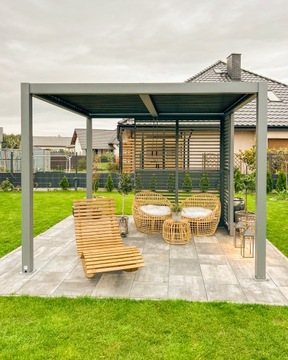 Пергола-терраса ALU серая с открывающейся крышей 3х4м PRO