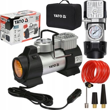 АВТОМОБИЛЬНЫЙ КОМПРЕССОР YATO 12 В НАСОС-КОМПРЕССОР 180 Вт СВЕТОДИОДНАЯ ЛАМПА YT-73460