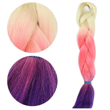 Włosy SYNTETYCZNE do warkoczyków KOLOROWE warkoczyki DOCZEPIANE WŁOSY ombre