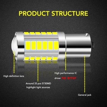 1pcs BA15S P21W 1156 Car LED Reverse Light Bulb For VW Passat B5 B6 Golf 4