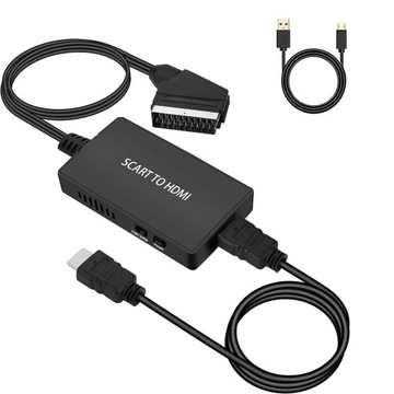 АДАПТЕР SCART TO HDMI КОНВЕРТЕР EURO AV PAL NTSC УЛУЧШЕННАЯ ВЕРСИЯ С КАБЕЛЕМ