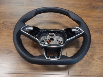 Skoda Octavia IV Kodiaq Karoq - kierownica grzana łopatki DSG 5E3 biała nić