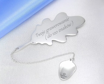 серебряная закладка ЛИСТОЧЕК в подарок ГРАВИРОВКА