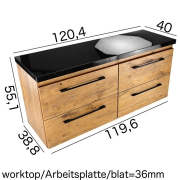 Мебель для ванной комнаты Шкафчик под умывальник со столешницей из черного дуба лофт