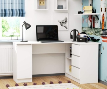 Стол угловой B20, белый, правый