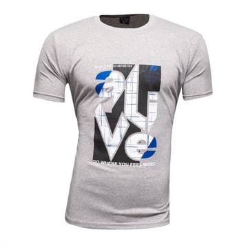W KOSZULKA MĘSKA T-shirt POPIELATY roz M Bawełna