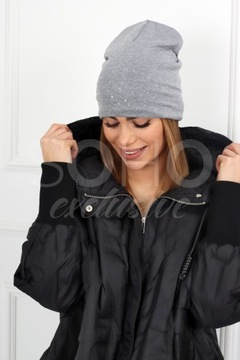 ШАПКА ЖЕНСКАЯ ВЕСНА-ОСЕНЬ, ЛЕГКАЯ ТОНКАЯ, УДОБНАЯ, ЦИРКОНИЙ СПОРТ, СЕРАЯ 2344