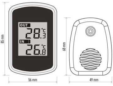Termometr 0°C do +60°C, zew. -40°C do +60°C E0042