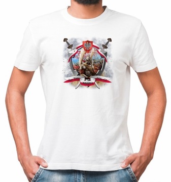 MĘSKA KOSZULKA PATRIOTYCZNA BIAŁA BAWEŁNA r.XL