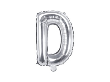 Balon foliowy litera D srebrny 35cm 1szt