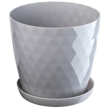 ПЛАСТИКОВЫЙ ЦВЕТОЧНЫЙ ГОРШОК С ПОДСТАВКОЙ КРЫШКА ДЛЯ ЦВЕТОЧНОГО ВАЗОНА 18см СЕРЫЙ KADAX