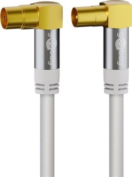 Przyłącze kabel TV IEC Goobay Kątowe Białe 1m