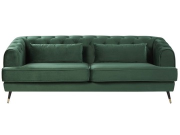 Sofa 3-osobowa pikowana welur zielona