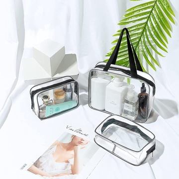 МУЖСКАЯ ЖЕНСКАЯ ПРОЗРАЧНАЯ ДОРОЖНАЯ КОСМЕТИЧЕСКАЯ СУМКА 3В1 НАБОР «САМОЛЕТ»