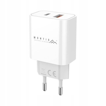 СЕТЕВОЕ ЗАРЯДНОЕ УСТРОЙСТВО ДЛЯ ТЕЛЕФОНА USB A + USB C 20W POWERFUL FAST 3A PD QC 3.0