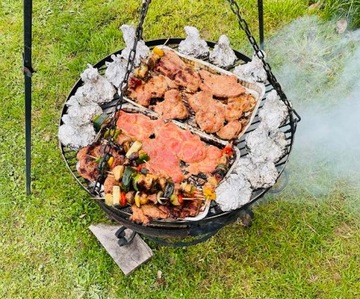 КОВАННЫЙ ШТАТИВ ДЛЯ САДОВОГО ГРИЛЯ ПОДСТАВКА НАД КАМИНОМ КАУЛДЕЛЬ 187см