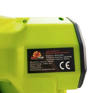 ŁOPATA ODŚNIEŻARKA ELEKTRYCZNA AKUMULATOROWA DO ŚNIEGU 2×AKU 48V 5.0AH