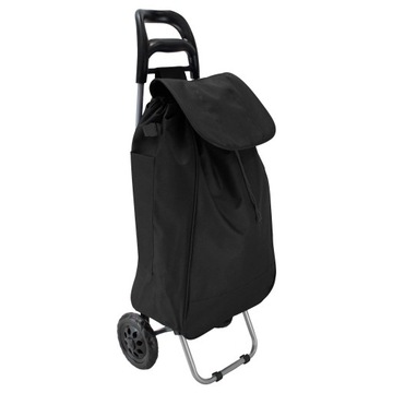 WÓZEK NA ZAKUPY - ZAKUPOWY - NA KÓŁKACH - CZARNY - 40L