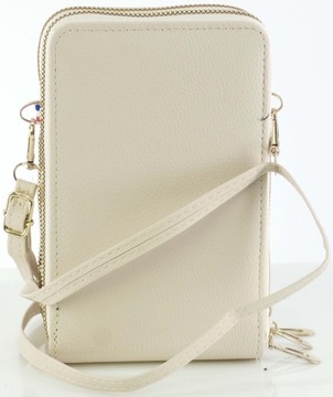 CAMBELL DAMSKA TOREBKA NA RAMIĘ SKÓRA EKOLOGICZNA BAG ZAMEK ORGANIZER ECRU