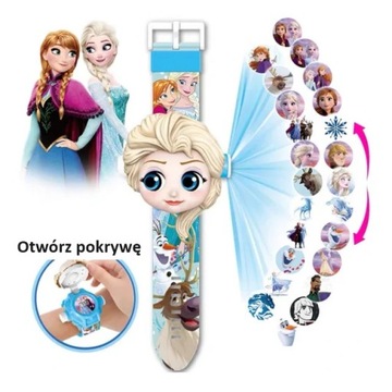 CYFROWY ZEGAREK PROJEKTOREM RĘKE SPIDERMAN HULK MYSZKA MINNIE LOL FROZEN 3D