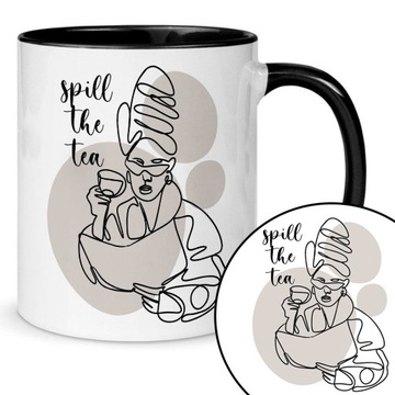Kubek Czarny Prezent Dzień Kobiet SPILL THE TEA Wz